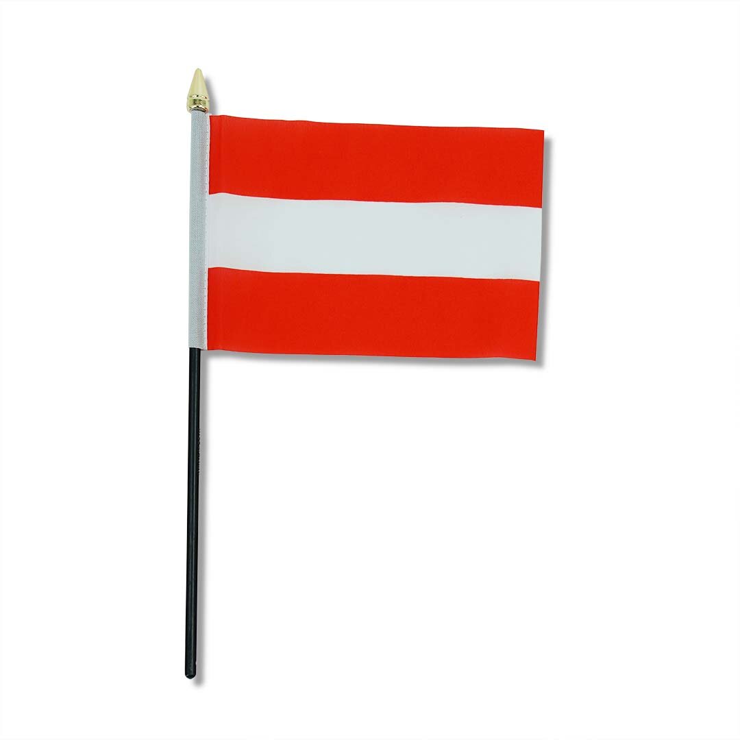 Drapeau-AT Drapeau 10x15cm Support en plastique noir Tête de mât dorée