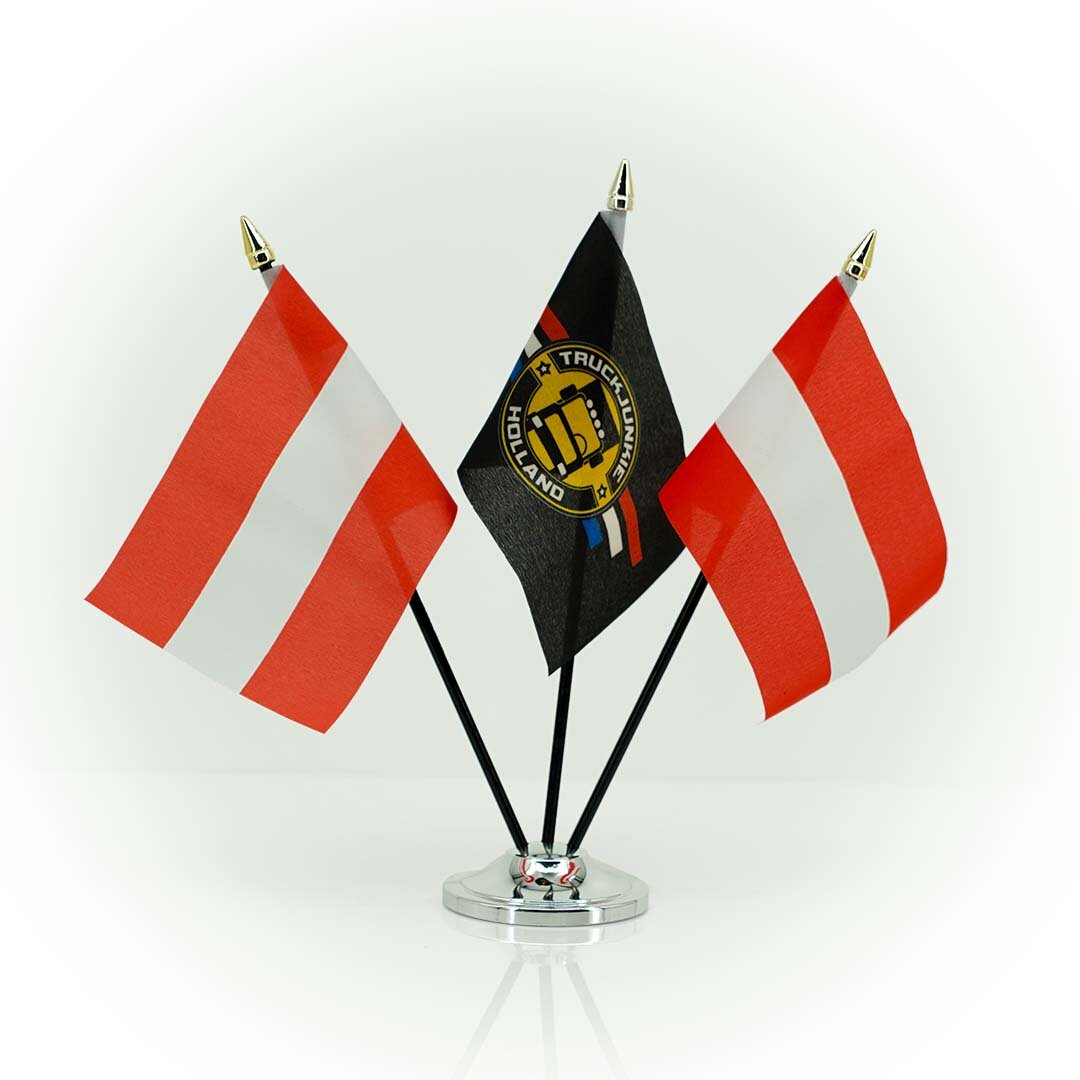 Drapeau-AT Drapeau 10x15cm Support en plastique noir Tête de mât dorée