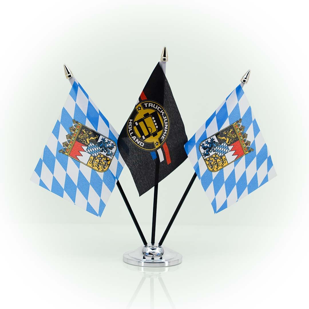 Drapeau-BAV Drapeau 10x15cm Support en plastique noir Tête de mât dorée