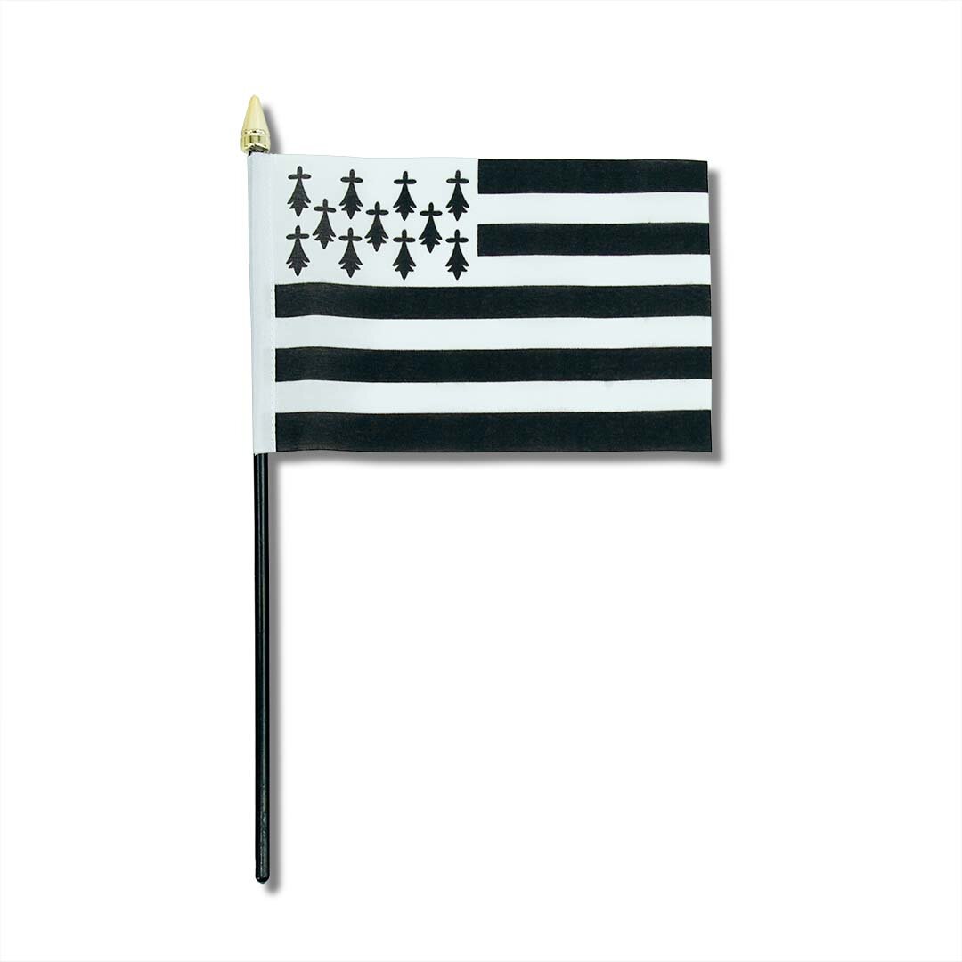 Bandiera FLAG-BRE 10x15cm Nero Supporto in Plastica Punta dell'Asta Dorata