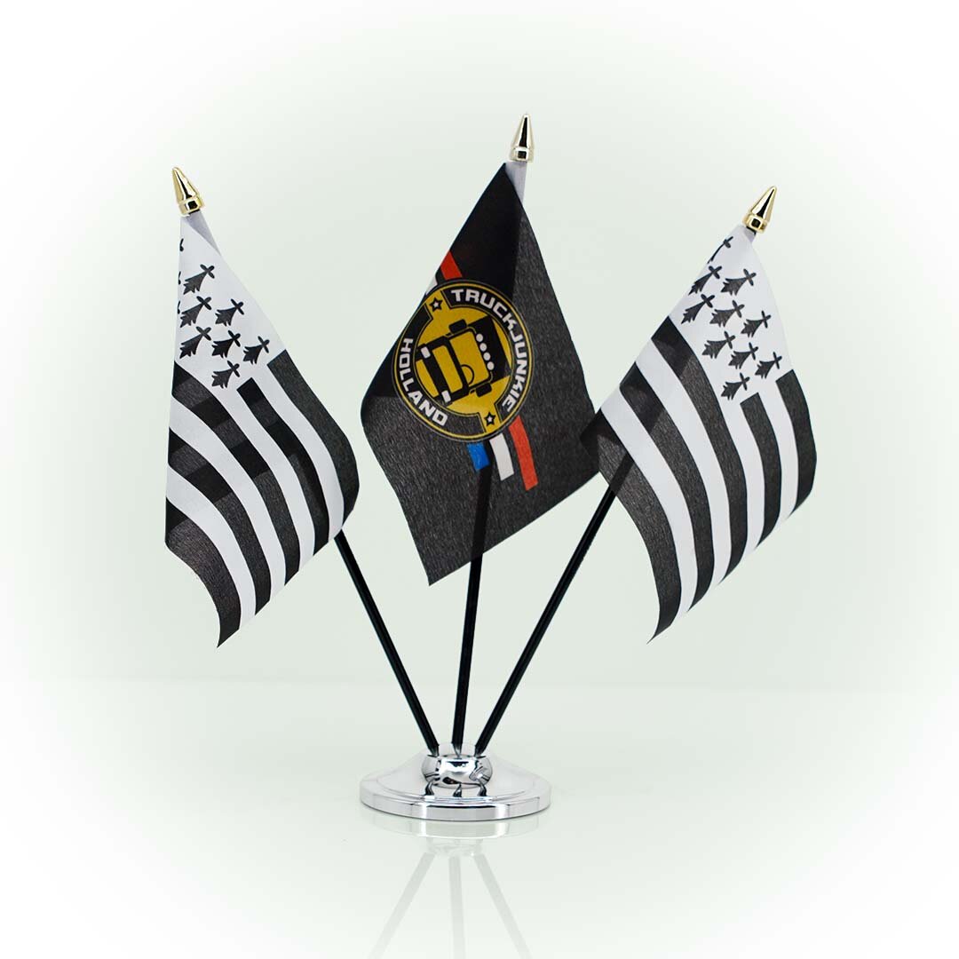 Bandiera FLAG-BRE 10x15cm Nero Supporto in Plastica Punta dell'Asta Dorata