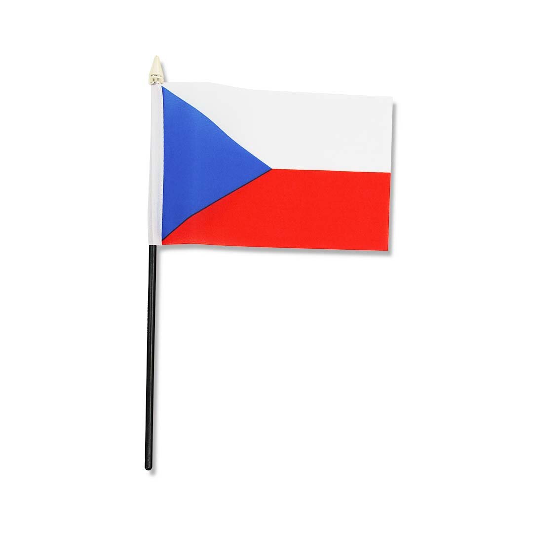 Bandiera FLAG-CZ 10x15cm Nero Supporto in Plastica Punta dell'Asta Dorata