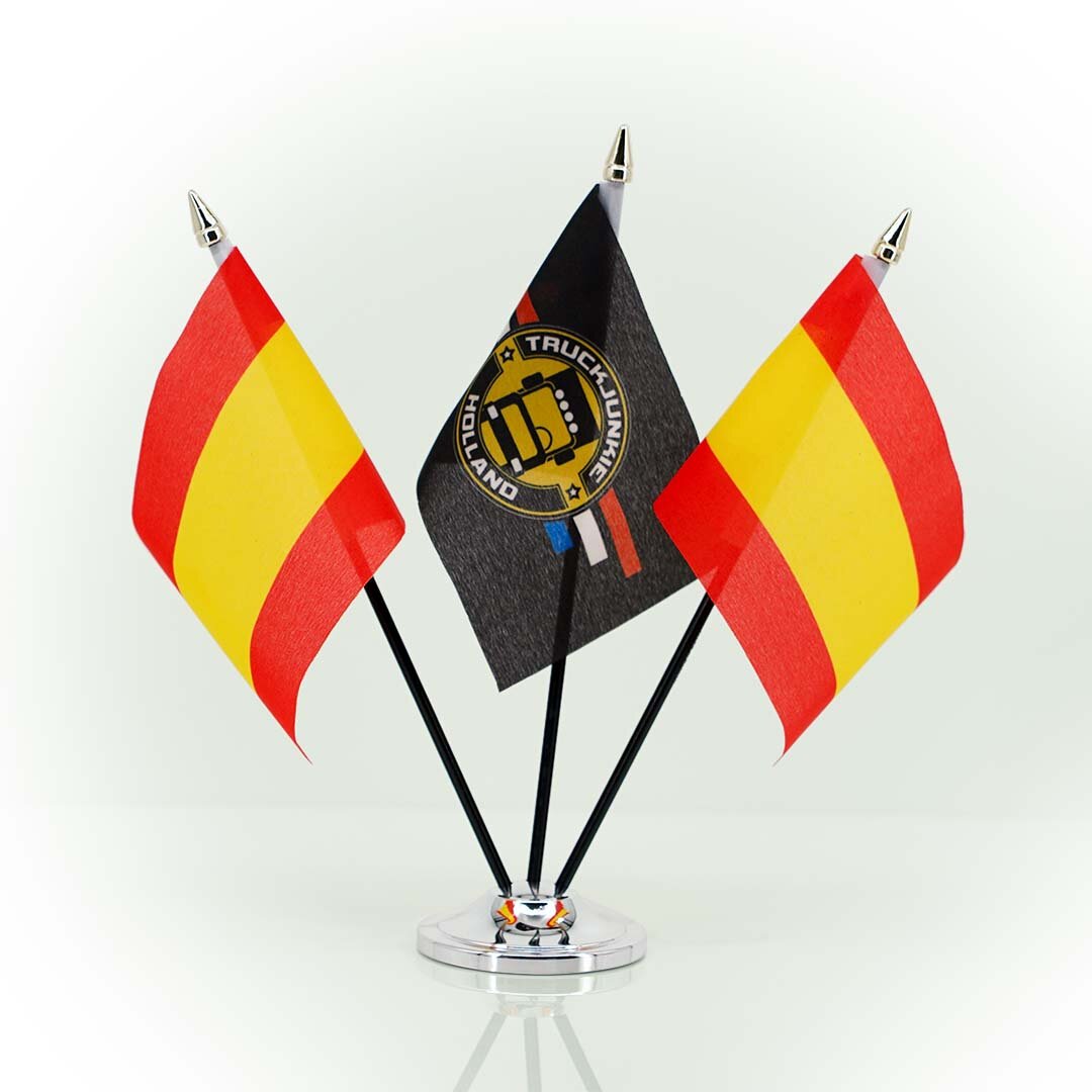 Drapeau 10x15cm Support en Plastique Noir Tête de Mât Dorée