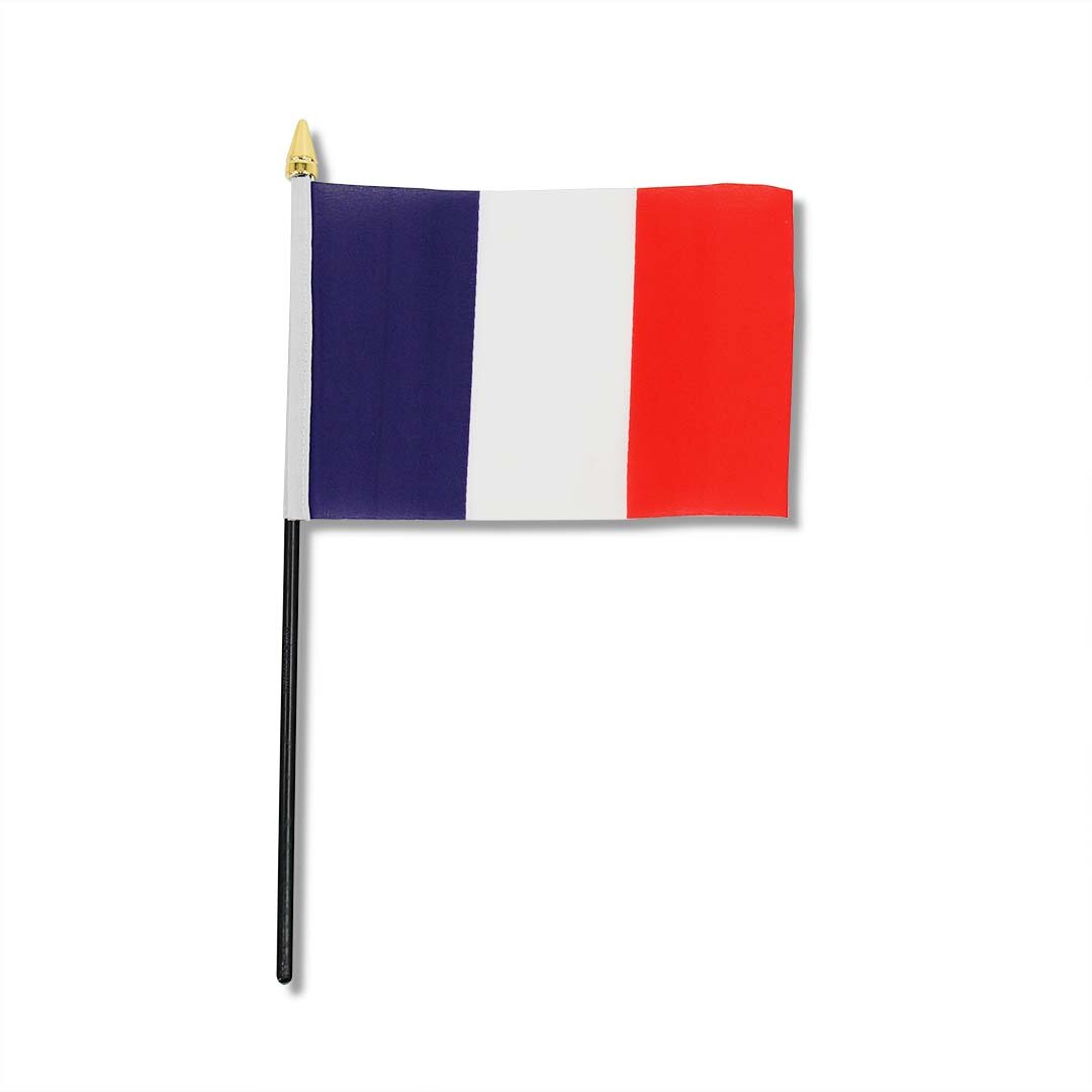 BANDIERA-FR Bandiera 10x15 CM Nero Supporto in Plastica Punta dell'Asta Dorata