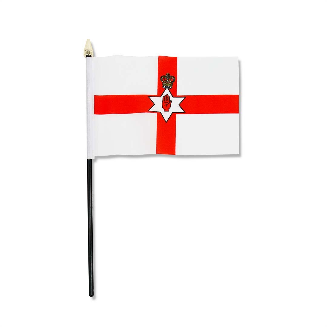Drapeau-NI Drapeau 10x15cm Support en plastique noir Tête de mât dorée