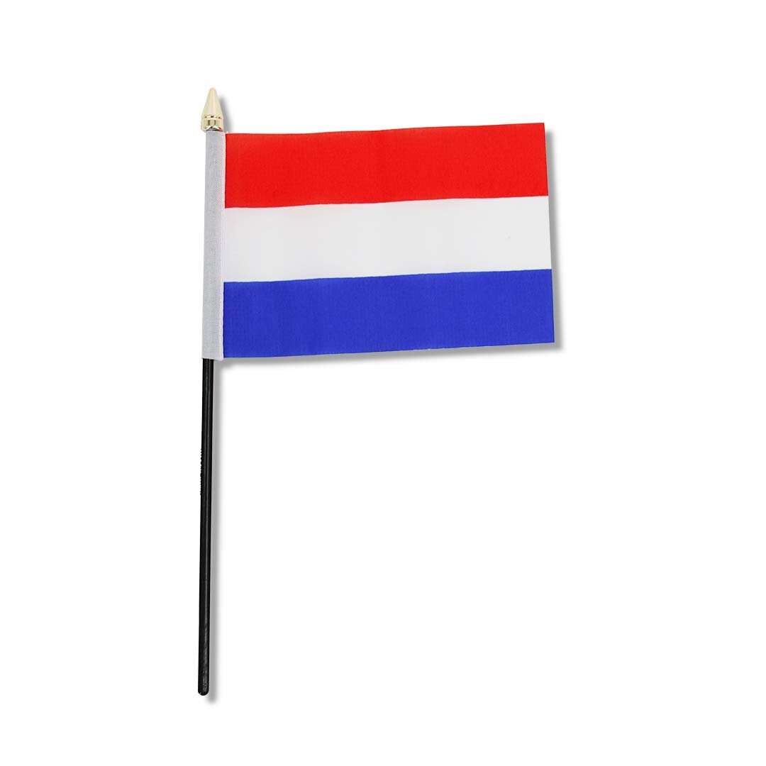 Drapeau 10x15 CM Support en Plastique Noir Tête de Mât Dorée