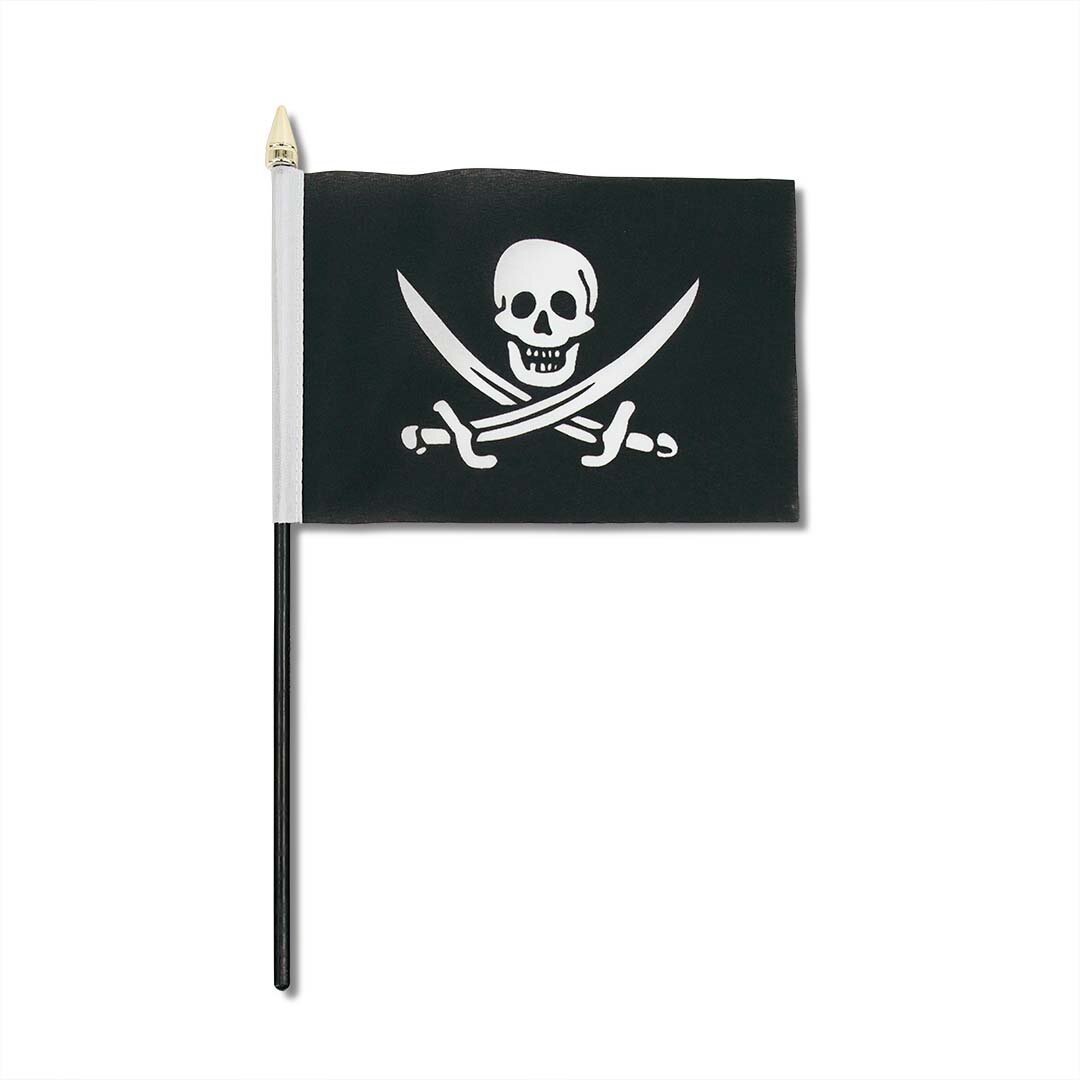 Bandiera FLAG-PI 10x15cm Nero Supporto in Plastica Punta dell'Asta Dorata