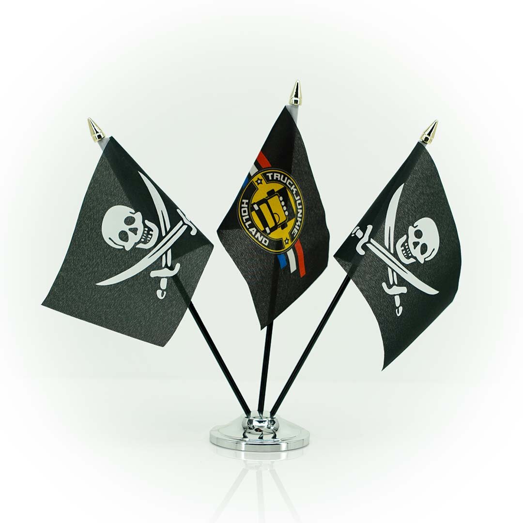 Bandiera FLAG-PI 10x15cm Nero Supporto in Plastica Punta dell'Asta Dorata