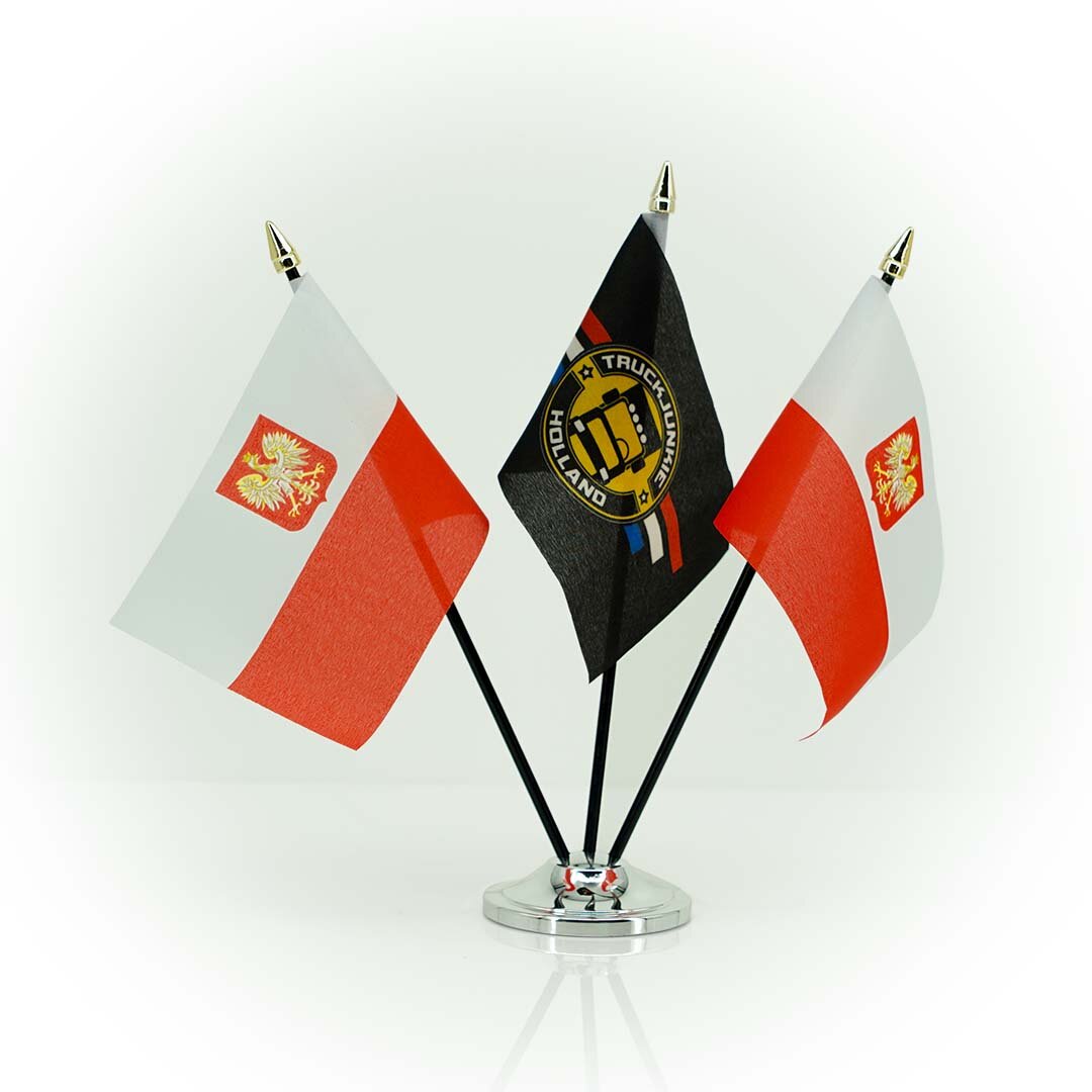 Drapeau 10x15cm Noir Support en Plastique Tête de Mât Dorée