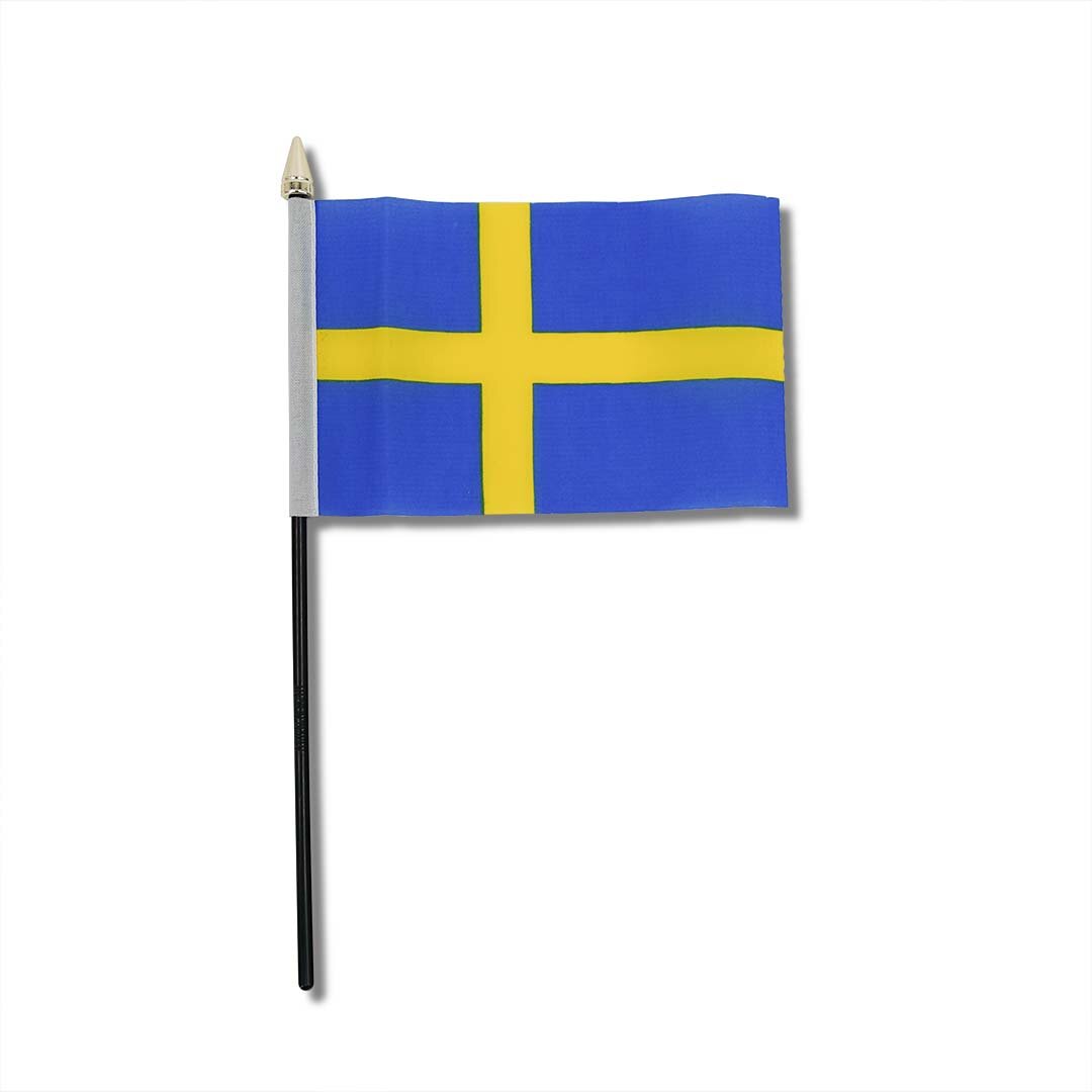 Drapeau SE 10x15cm Support en plastique noir Tête de mât dorée