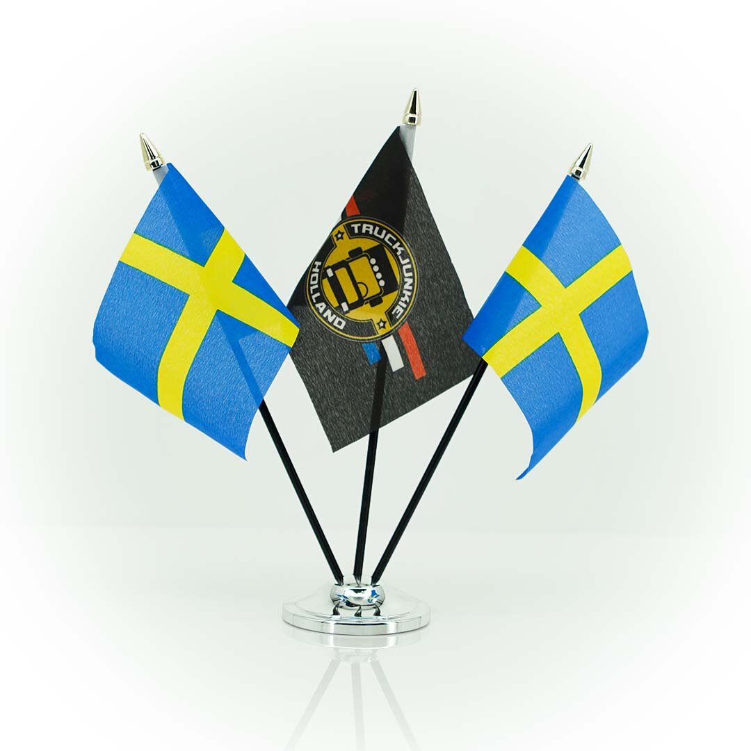 FLAG-SE Bandiera 10x15cm Nero Supporto in Plastica Punta dell'Asta Dorata