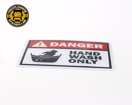 Gevaar Handwas 3D Deluxe Sticker 9cm x 6.5cm