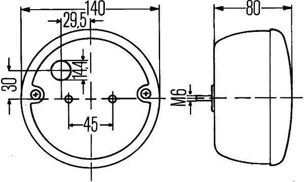 Hella Fanale posteriore Ø140mm 3 Funzioni Indicatore di direzione Luce di stop Fanale posteriore