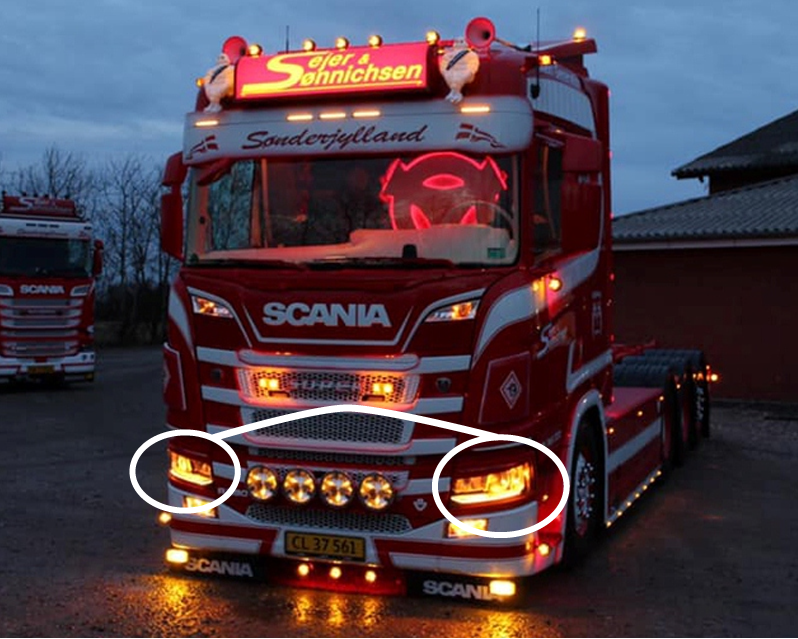 Feu de position de phare Scania blanc chaud à partir de 2016 30 LED