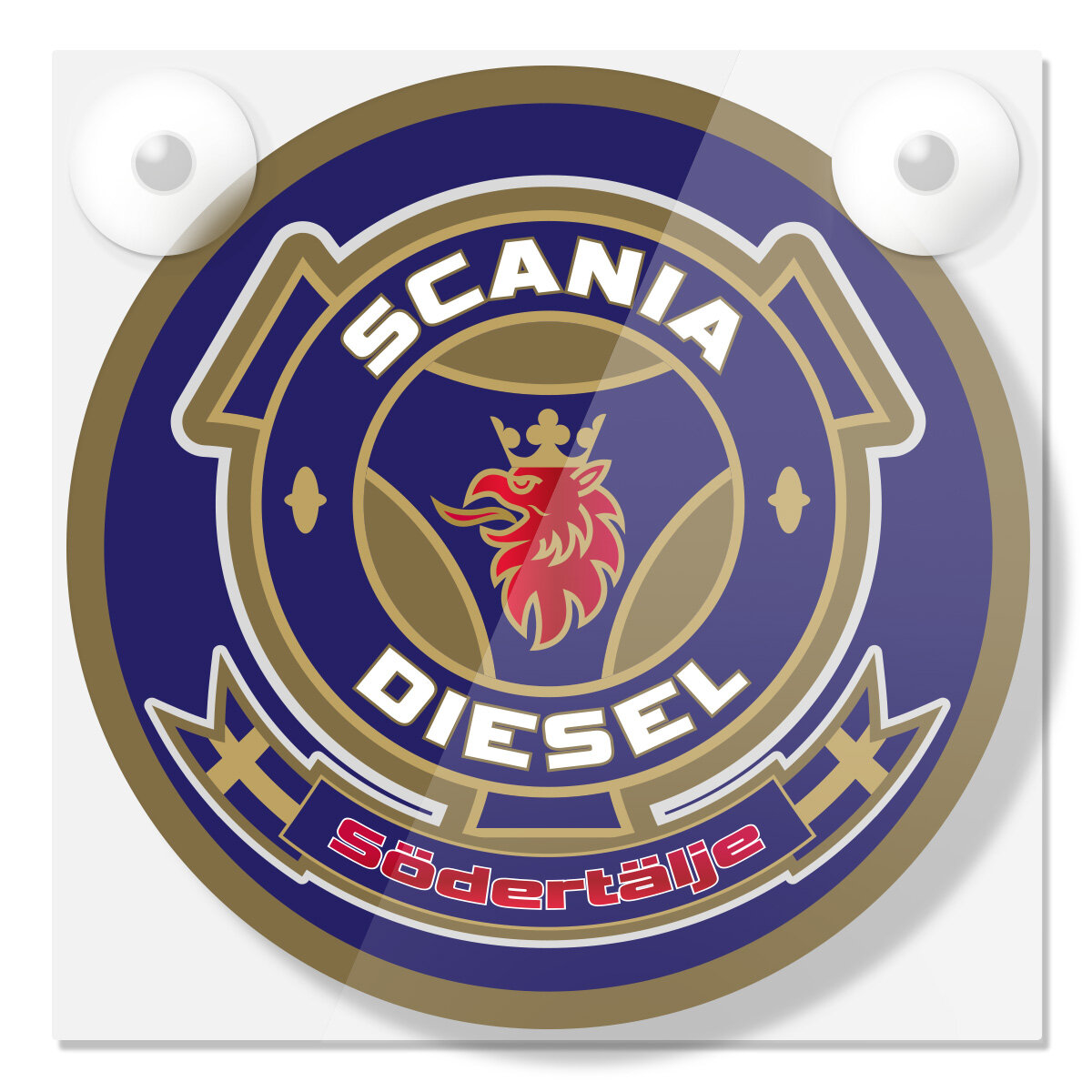 Jeu de Plaques Avant Scania Diesel Södertälje 18x18cm Y Compris Ventouses