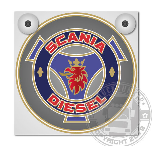 Jeu de Plaques Avant Scania Diesel Grifioen 18x18cm Y Compris Ventouses
