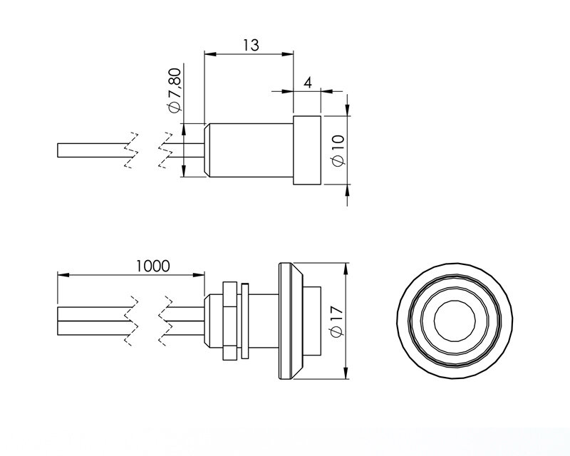 RGB LED 24V 5 Pezzi 5mm Diodo Ø9mm Foro 1m Cavo