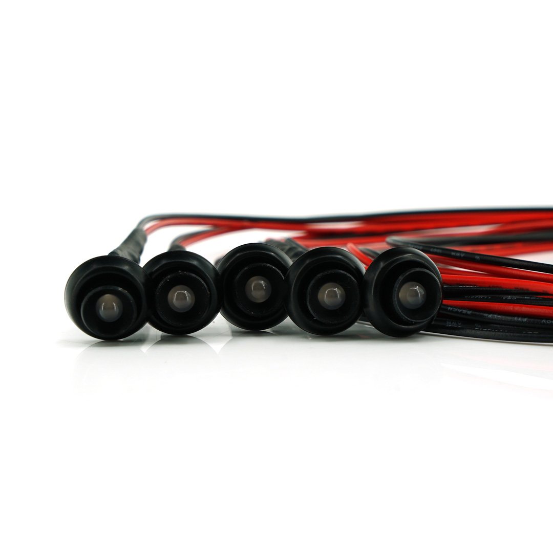Mini Spots LED 24V Rouge 5 Pièces Cadre Noir
