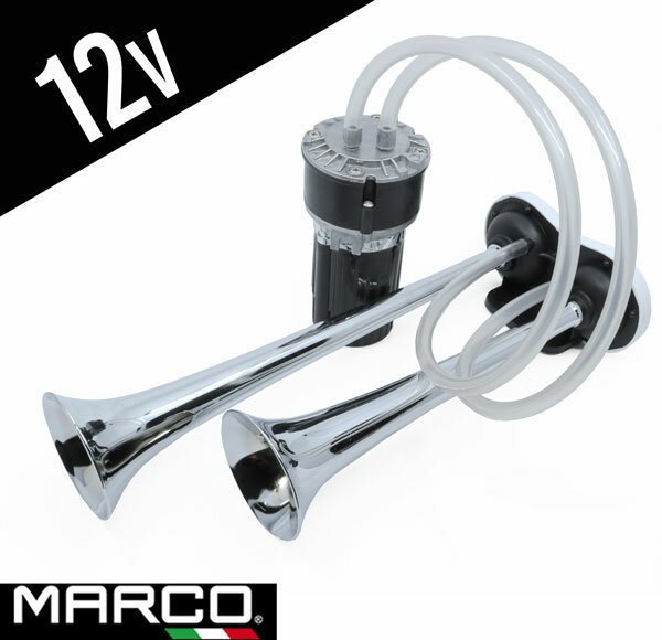 Clacson ad Aria Stile Napoletano 12V con Compressore Elettrico 113 dB