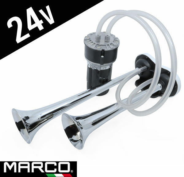 Tromba ad Aria Stile Napoletano 24V con Compressore Elettrico 113 dB Trombe in Metallo Cromato