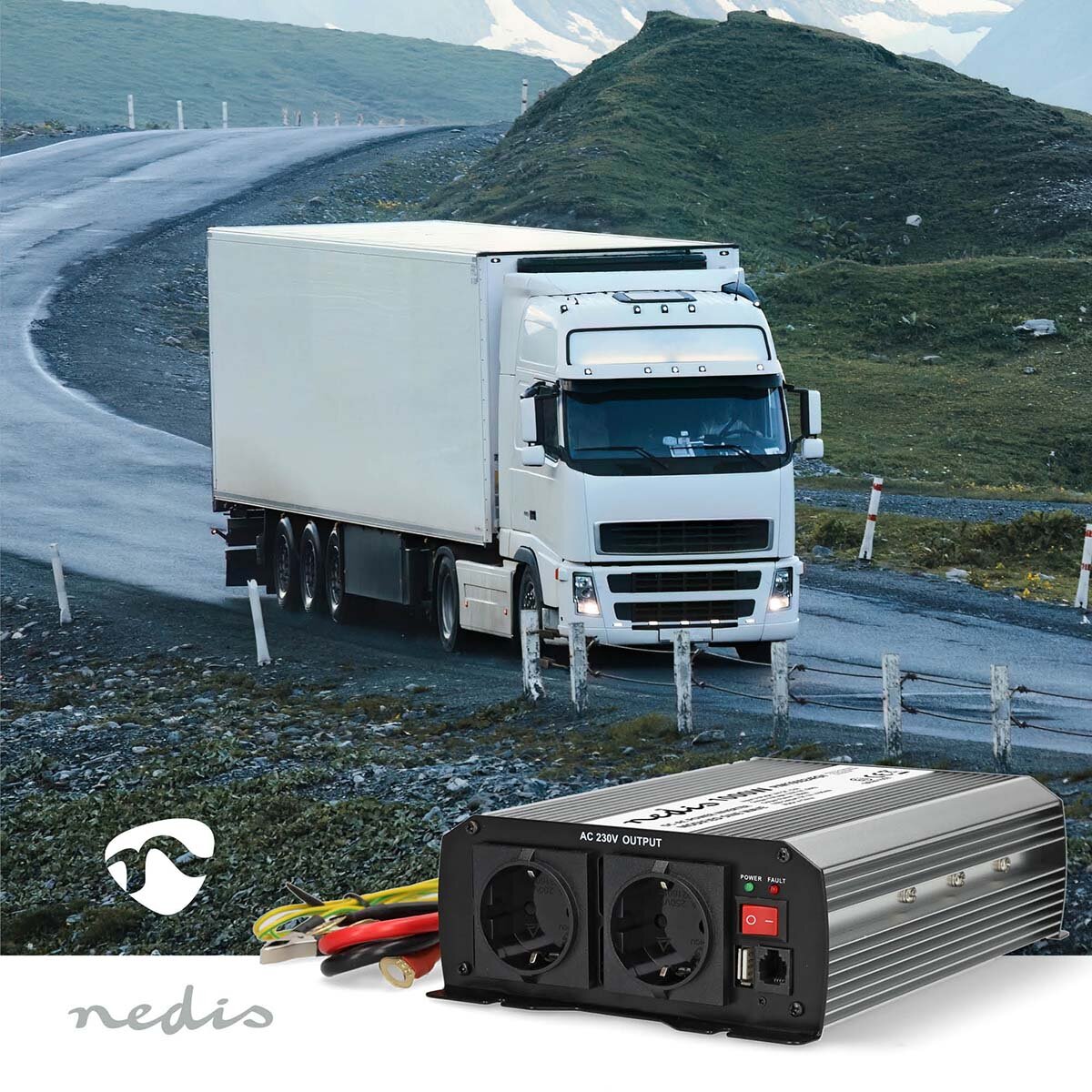 Nedis Onduleur Onde Sinusoïdale Modifiée 24V 1000W Puissance de Crête 2000W
