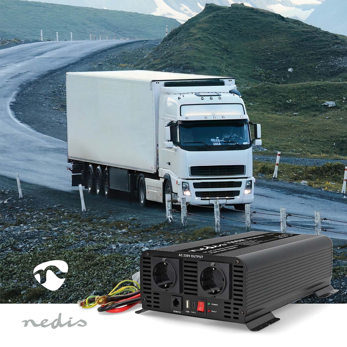 Nedis Onduleur Sinusoïdal Pur 24V 1000W Puissance de Crête 2000W