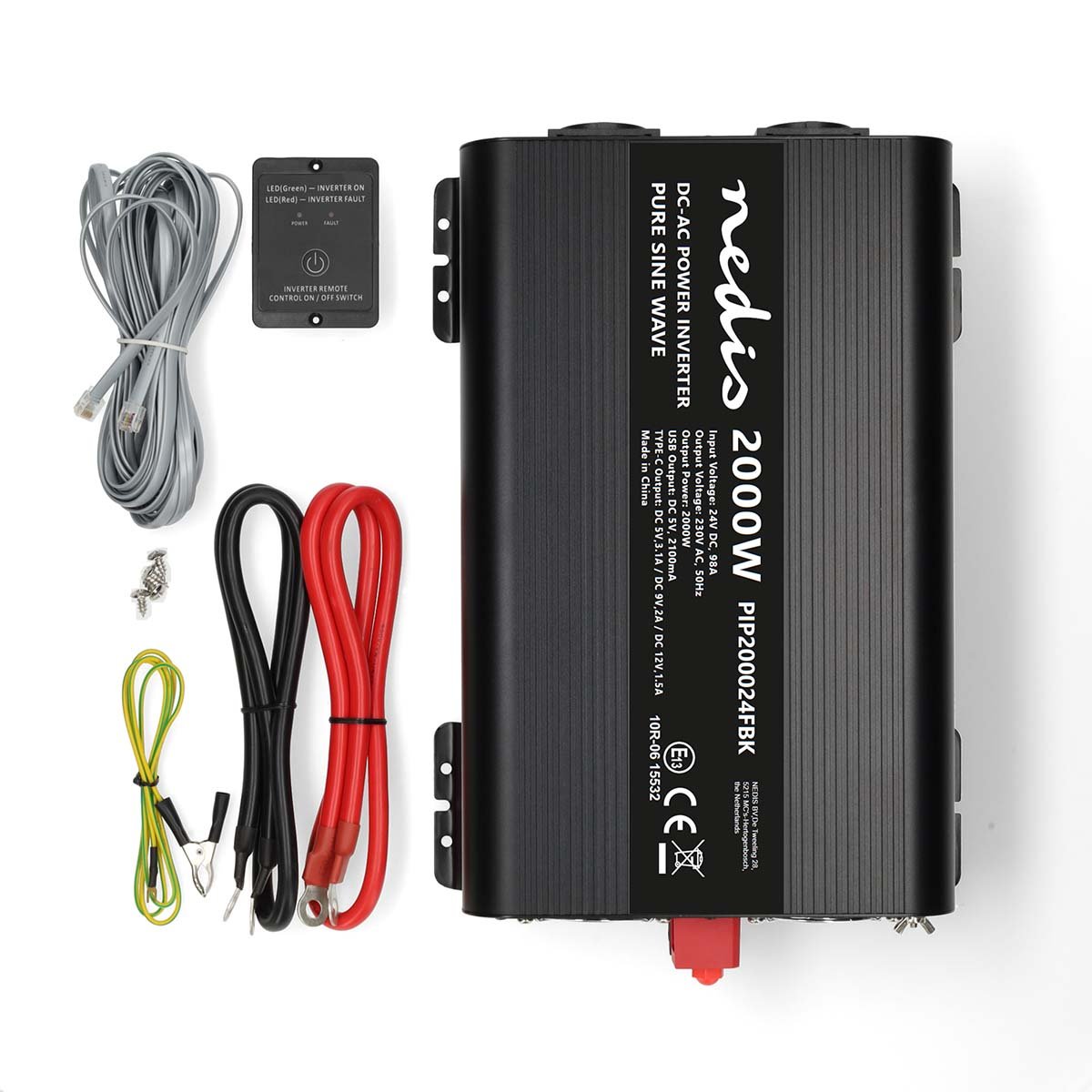 Onduleur à onde sinusoïdale pure Nedis 24V 2000W Puissance de crête 4000W