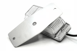 Feu Double Ampoule Blanc BA15S Halogène + Plaque Arrière Inox