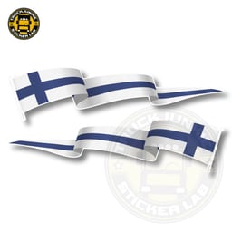 Lot d'autocollants « Drapeau flottant » - Finlande - 14 cm / 35 cm