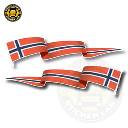 Set di adesivi con bandiera sventolante Norvegia 14 cm / 35 cm