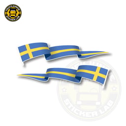 Lot d'autocollants « Drapeau flottant » - Suède - 14 cm / 35 cm