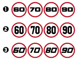 Autocollants de vitesse 60-70-80-90