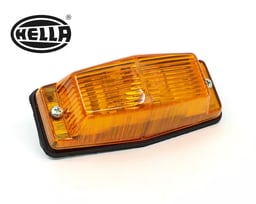 Feu Clignotant Auxiliaire Hella Orange Double Brûleur + Plaque arrière en acier inoxydable