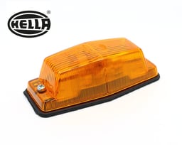Feu Clignotant Auxiliaire Hella Orange Double Brûleur + Plaque arrière en acier inoxydable