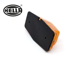 Feu Clignotant Auxiliaire Hella Orange Double Brûleur + Plaque arrière en acier inoxydable