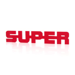 Super Emblem Brillant Haute 37x6,6cm Noir ou Blanc 8mm Plastique