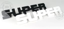 Super Emblem Brillant Haute 37x6,6cm Noir ou Blanc 8mm Plastique