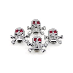 Lot de 4 bouchons de valve UP Chrome « Tête de mort »
