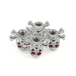 Lot de 4 bouchons de valve UP Chrome « Tête de mort »
