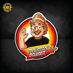 Autocollant Moustache Cruiser Portrait Cartoon Logo