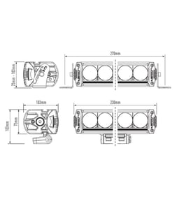 LAZER Triple-R 750 Led Faretto Nero Con Luce Di Posizione 230mm