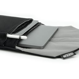 Support pour ordinateur portable Omnius 14 pouces noir aspect Alcantara fermeture à clip