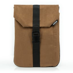 Support pour ordinateur portable Omnius 14 pouces aspect alcantara marron fermeture à clip