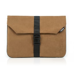 Support pour ordinateur portable Omnius 16 pouces aspect alcantara marron fermeture à clip