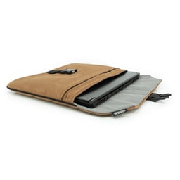 Support pour ordinateur portable Omnius 16 pouces aspect alcantara marron fermeture à clip