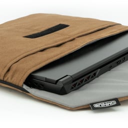 Support pour ordinateur portable Omnius 16 pouces aspect alcantara marron fermeture velcro