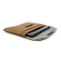 Support pour ordinateur portable Omnius 16 pouces aspect alcantara marron fermeture velcro