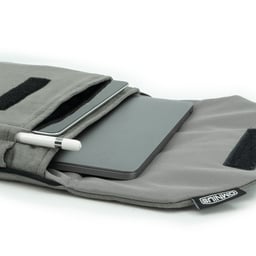 Support pour ordinateur portable Omnius 14 pouces gris aspect Alcantara fermeture Velcro