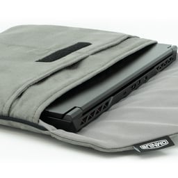 Housse d'ordinateur portable Omnius 16 pouces gris aspect Alcantara fermeture velcro