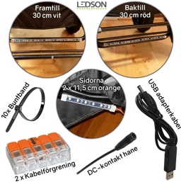 Ensemble d'éclairage pour poussette Ledson complet avec bandes Flexistrips et câble adaptateur USB